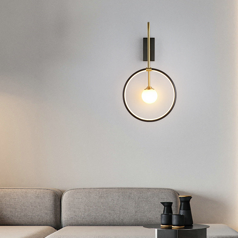 Simplicity Ring Copper Glass 1-Light Wall Sconce Lamp