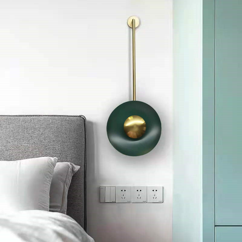 Iron Dark Green Round Long Pole LED Wall Sconce Lamp