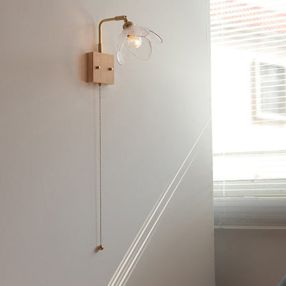 Japanese Hemispheric Pull Cord 1-Light Wall Sconce Lamp