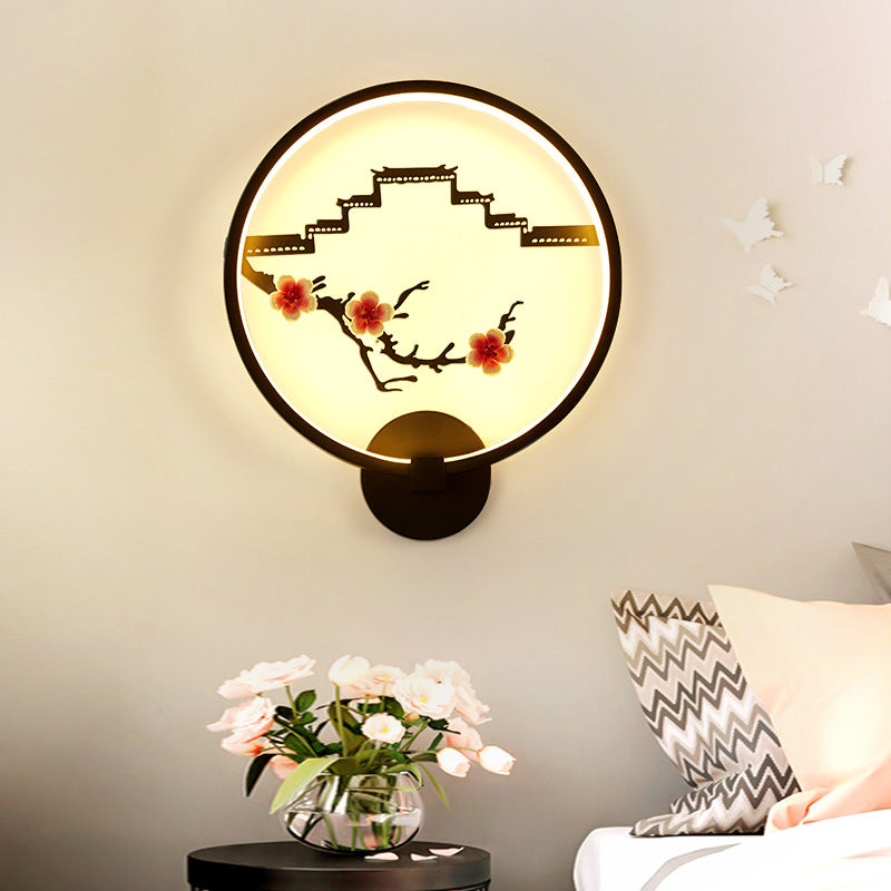 Chinese Lotus Leaf Aluminum Acrylic LED Wall Sconce Lamp