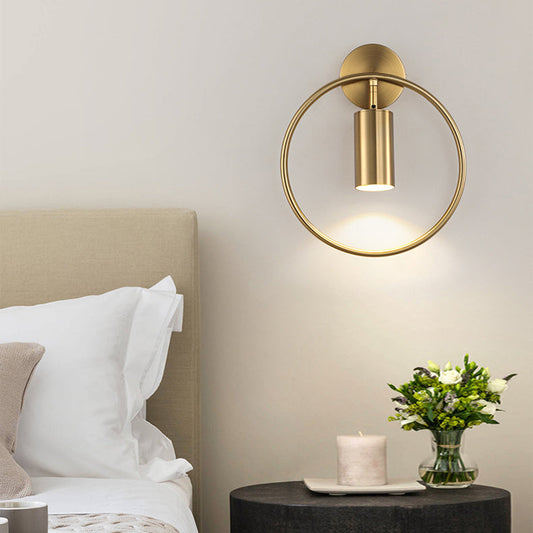 Simplicity Iron Circle Cylinder 1-Light Wall Sconce Lamp