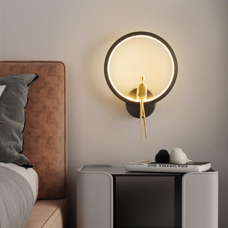 Nordic Minimalist Round Full Copper LED Wall Scone Lamp