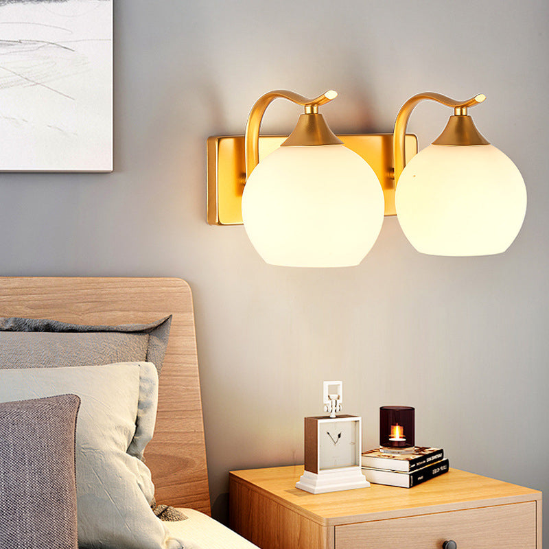 Simplicity Iron Glass Ball 1/2 Light Wall Sconce Lamp