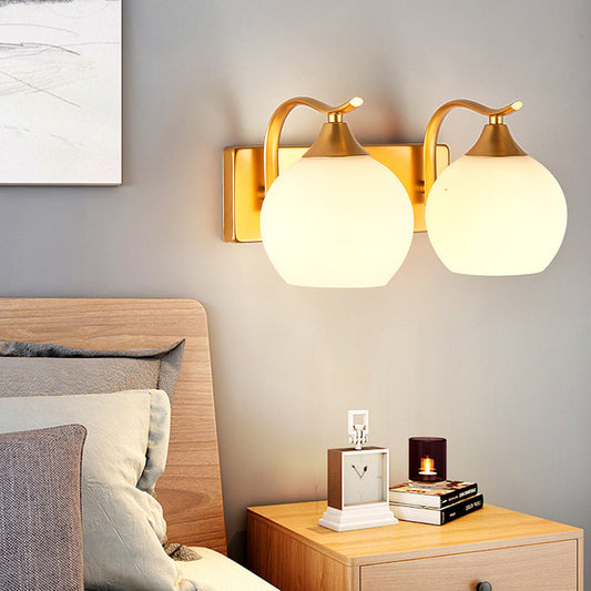 Simplicity Iron Glass Ball 1/2 Light Wall Sconce Lamp