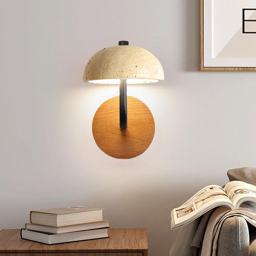 Japanese Iron Wood Umbrella Mushroom LED Wall Sconce Lamp