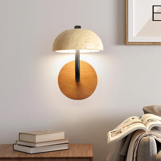 Japanese Iron Wood Umbrella Mushroom LED Wall Sconce Lamp