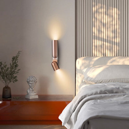 Rotatable Cylinder Metal Glass 2-Light Wall Sconce Lamp