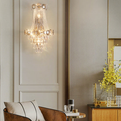Tassel Triangle Hardware Crystal 3-Light Wall Sconce Lamp