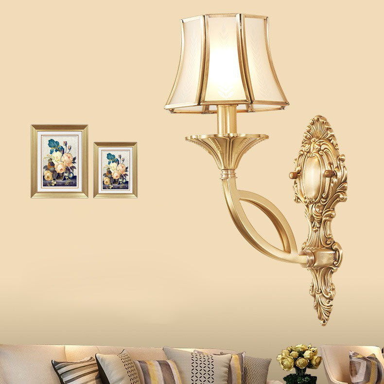 Hexagonal Wheat Copper Glass 1/2 Light Wall Sconce Lamp