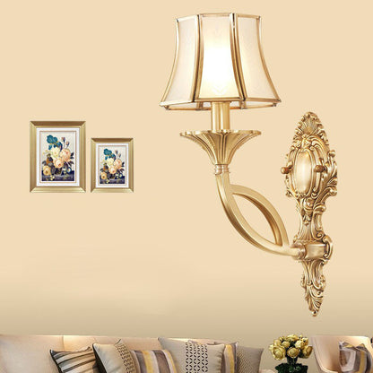 Hexagonal Wheat Copper Glass 1/2 Light Wall Sconce Lamp