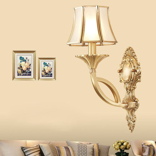 Hexagonal Wheat Copper Glass 1/2 Light Wall Sconce Lamp