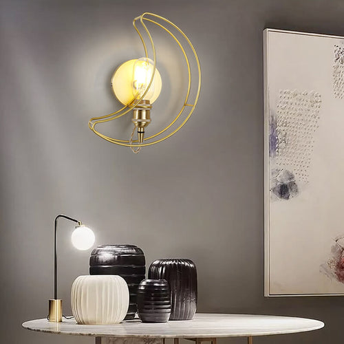 Modern Mid-Century Moon Copper 1-Light Wall Sconce Lamp