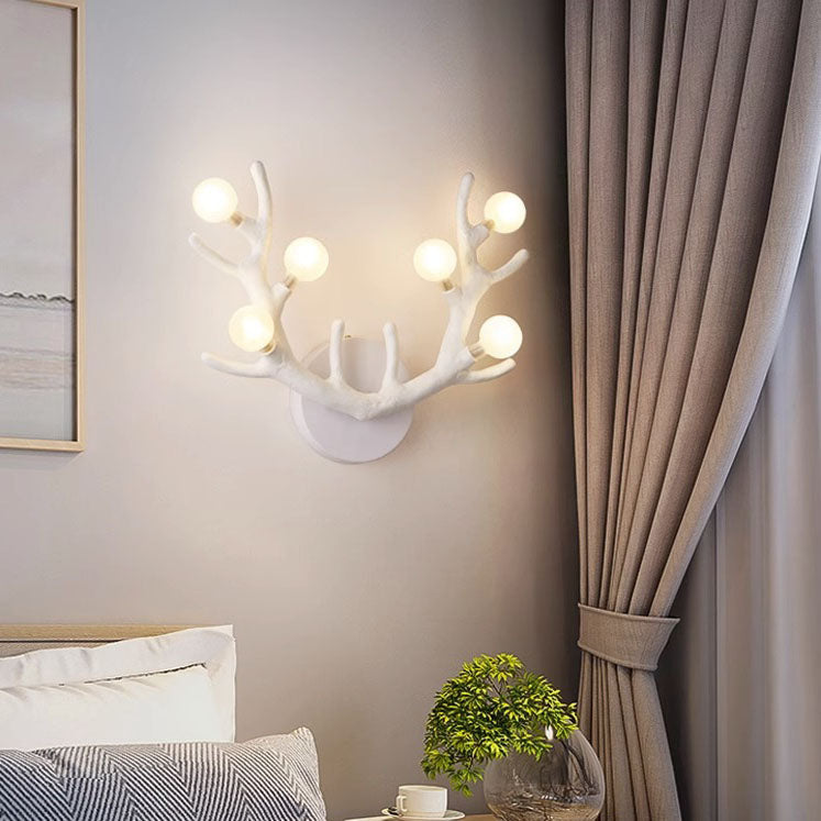 Resin Tree Branch Glass Ball 6-Light Wall Sconce Lamp