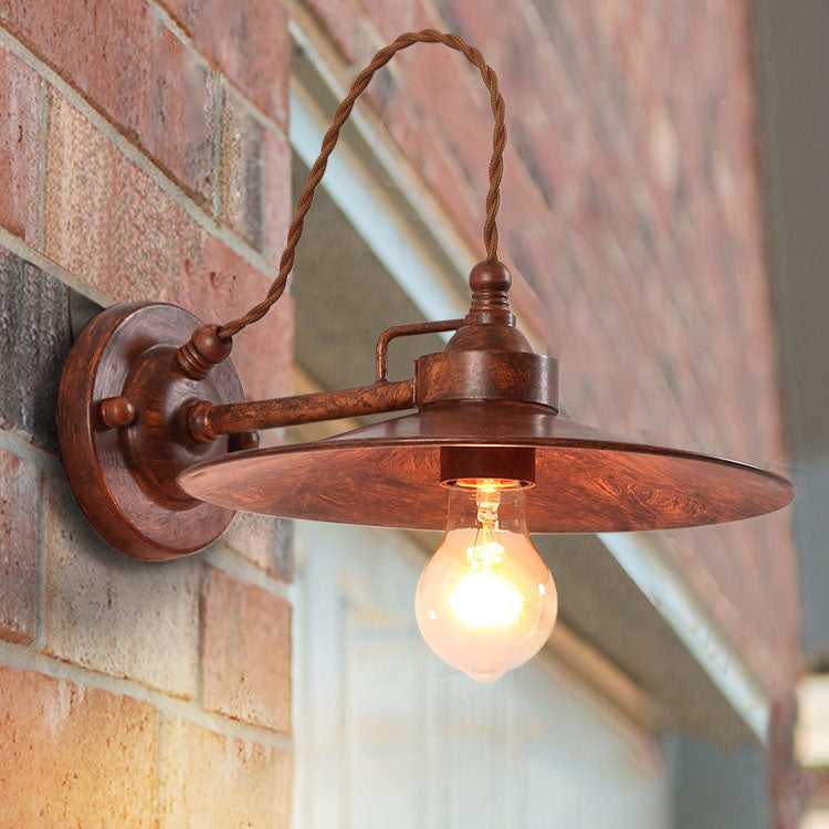 Waterproof Metal Plate Bowl 1-Light Wall Sconce Lamp