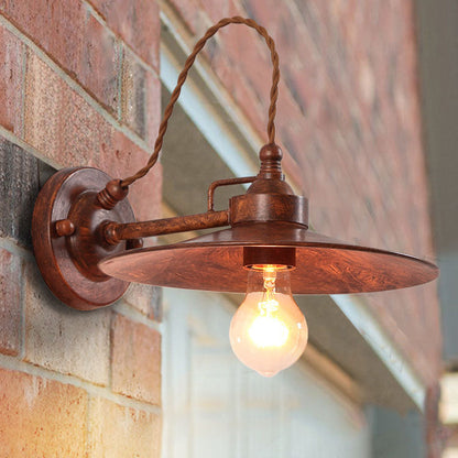 Waterproof Metal Plate Bowl 1-Light Wall Sconce Lamp