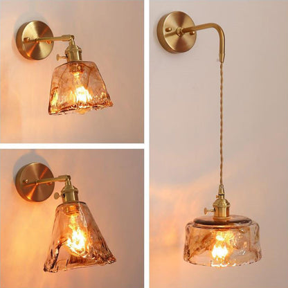 Eclectic Brass Iron Geometric 1-Light Wall Sconce Lamp