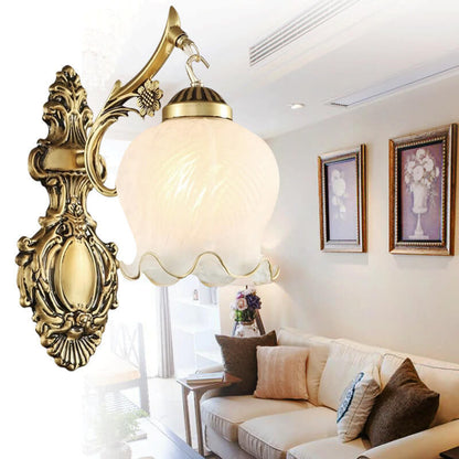 Light Full Copper Flower Shade 1/2- Light Wall Sconce Lamp