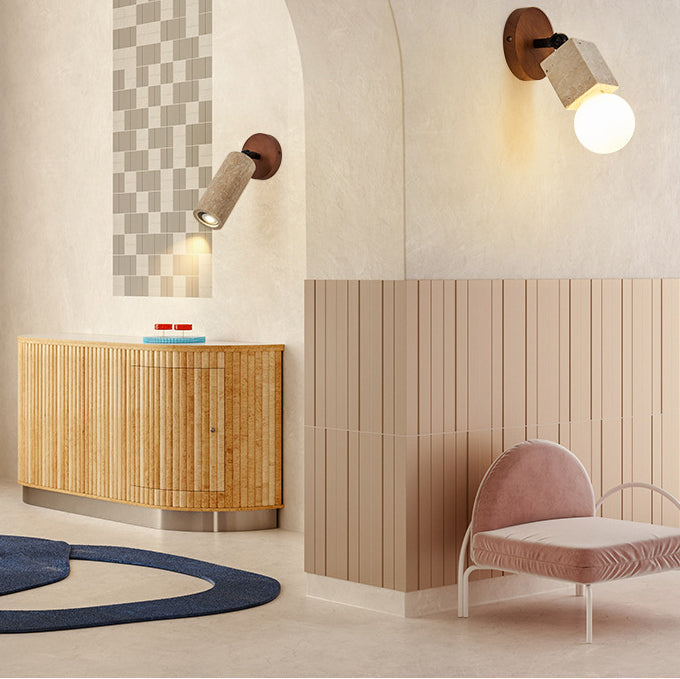 Japanese Cylindrical Spotlight 1-Light Wall Sconce Lamp