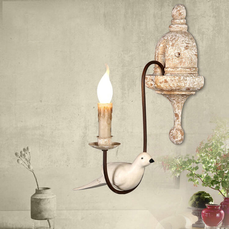 Vintage Wooden Bird Sconce 1/2 Light Wall Sconce Lamp