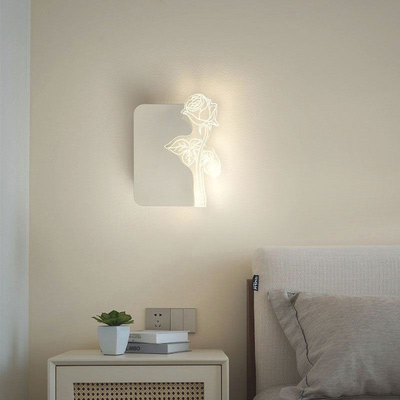 Art Deco Acrylic Rose Flower Shade LED Wall Sconce Lamp