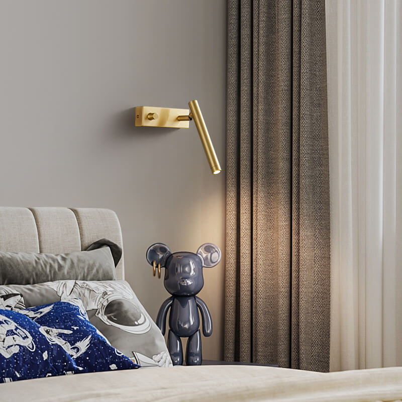 Light Full Copper Rotatable Cylinder LED Wall Sconce Lamp
