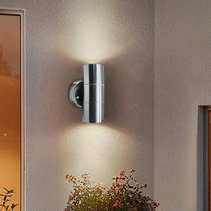 Stainless Steel Cylinder 2-Light Wall Sconce Lamp