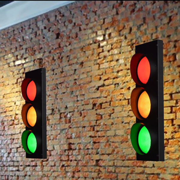Rectangle Traffic Signal Iron Glass LED Wall Sconce Lamp