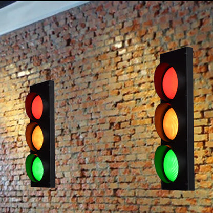 Rectangle Traffic Signal Iron Glass LED Wall Sconce Lamp