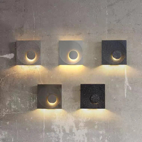 Scandinavian Eclipse Square Cement 1-Light Wall Sconce Lamp
