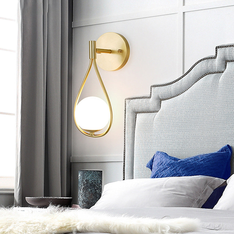 Luxury Brass Ring Frame Glass 1-Light Wall Sconce Lamp