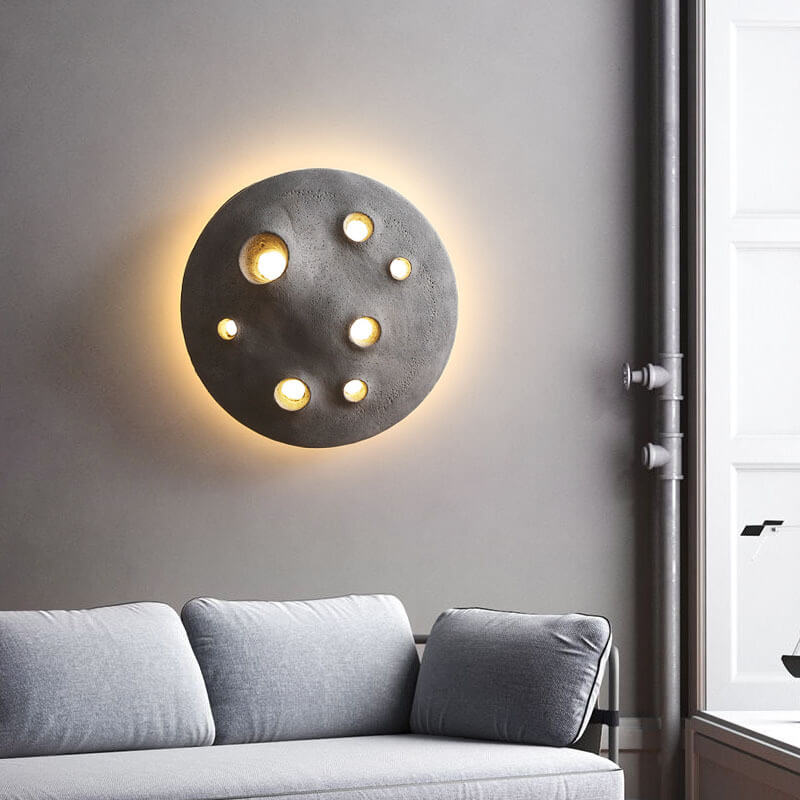 Industrial Round Crater Resin Acrylic LED Wall Sconce Lamp