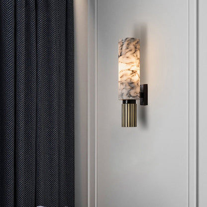 Light Cylindrical Hardware Stone 1-Light Wall Sconce Lamp