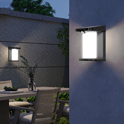 Solar Cylinder Shade LED Human Sensor Wall Sconce Lamp