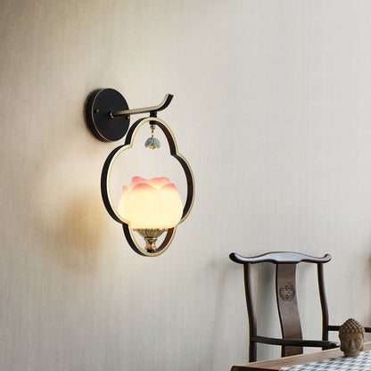 Chinese Elliptical Irregular Shape 1-Light Wall Sconce Lamp