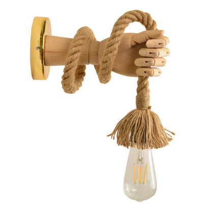 Hand Lamp Arm Hemp Rope Twine 1-Light Wall Sconce Lamp
