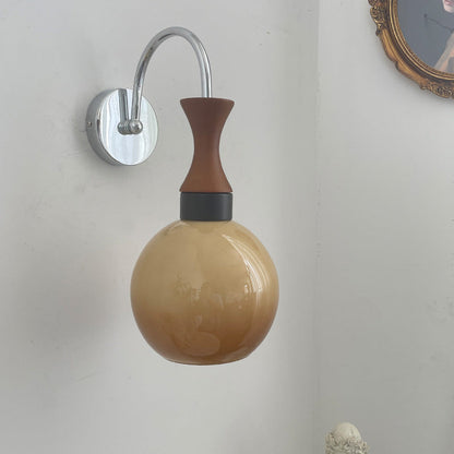European Round Head Iron Glass 1-Light Wall Sconce Lamp
