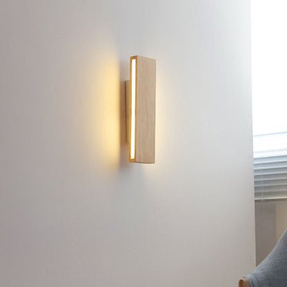 Japanese Minimalist Log Rectangular LED Wall Sconce