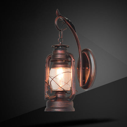 Iron Kerosene Lantern Mermaid 1-Light Wall Sconce Lamp