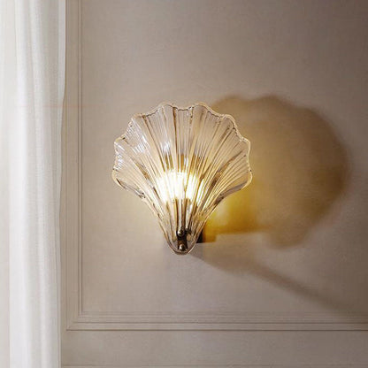Creative Shell All Copper Glass 1-Light Wall Sconce Lamp
