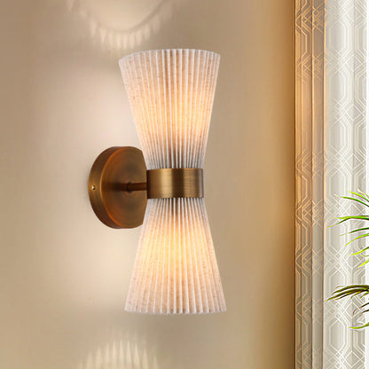 Minimalist Column Fabric Copper 2-Light Wall Sconce Lamp