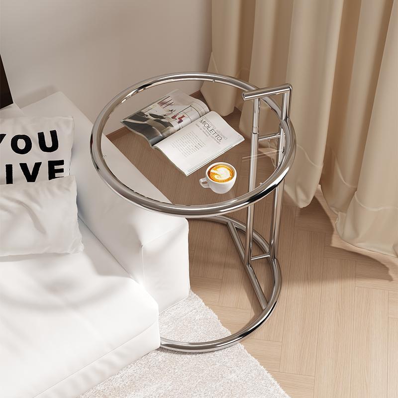 Modern Glass Stainless Steel Side Table