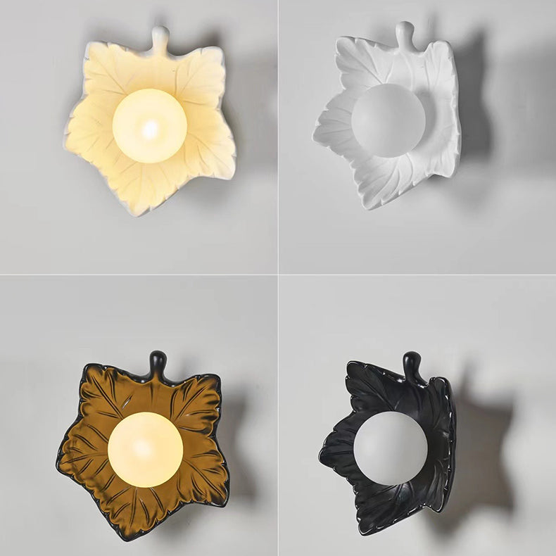 Creative Resin Glass Maple Leaf 1-Light Wall Sconce Lamp