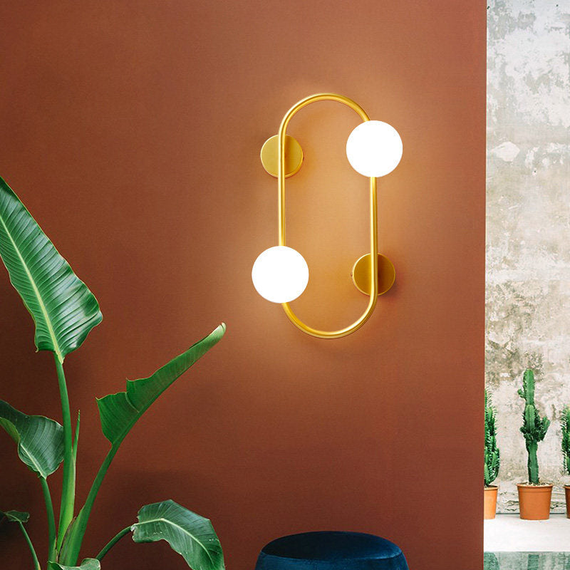 Nordic Iron Glass Ball Oval Ring 2-Light Wall Sconce Lamp