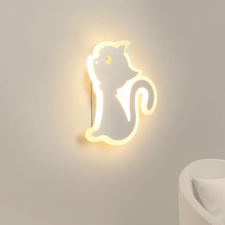 Simplicity Cartoon Cat Iron Acrylic LED Wall Sconce Lamp