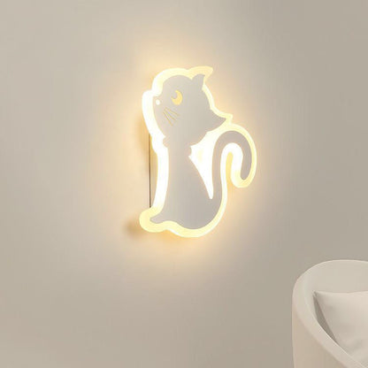 Simplicity Cartoon Cat Iron Acrylic LED Wall Sconce Lamp