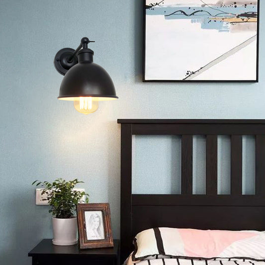Iron Shade Rocker Arm 1-Light Wall Sconce Lamp