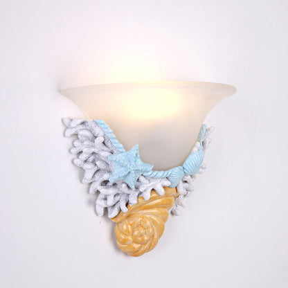 Resin Trumpet Glass Shade 1-Light Wall Sconce Lamp