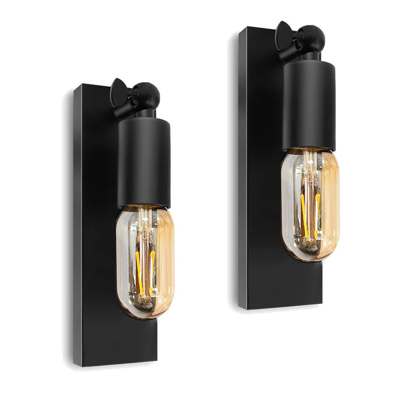 Iron Finish Frame Glass Round 1-Light Wall Sconce Lamp