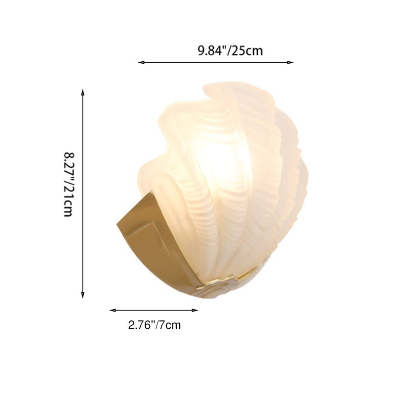 Modern Art Deco Shell Brass Glass 1-Light Wall Sconce Lamp