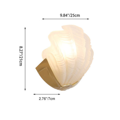 Modern Art Deco Shell Brass Glass 1-Light Wall Sconce Lamp